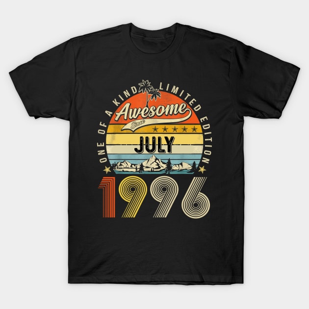 Awesome Since July 1996 Vintage 27th Birthday T-Shirt by Marcelo Nimtz